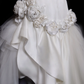 Mermaid Halter White Floral Ruffle Satin Tulle Wedding Dress SH4710