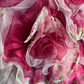 Vintage Pink Print Floral Ball Gown Ruffle Layered Organza Prom Dress Sweet 16 Dress SH5985