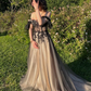 Off The Shoulder Tulle Applique Long Prom Dress SH926