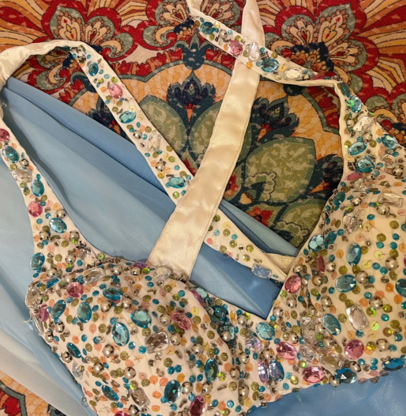 Vintage A Line Beaded Blue Pink Ombre Chiffon Prom Dress Wedding Guest Dress SH4652