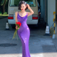 Sexy Shiny Purple Mermaid Straps Sequin Long Prom Dress Vacation Dress SH4318