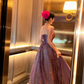 Shiny A Line Sweetheart Neck Purple Sequin Long Sweep Party Dress Evening Dress SH3061