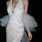 Pretty Mermaid Halter White Exquisite Beaded Lace Backless Long Wedding Dress SH8891