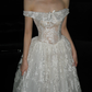 Princess Ball Gown Off the Shouler White Lace Long Wedding Dress SH4720