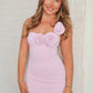 Fashionable Sheath One Shoulder Light Pink Short Homecoming Dress with 3D Flowers SH7483