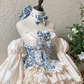 Cute Ball Gown Long Sleeve Print Floral Layered Satin Short Prom Dress Homecoming Dress SH6442