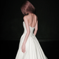 Simple A Line Strapless White Lace Satin Wedding Dress SH5868