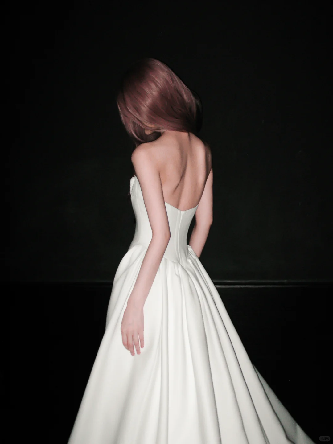 Simple A Line Strapless White Lace Satin Wedding Dress SH5868