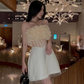 Unique A Line Strapless Corset Yellow Organza Satin Short Homecoming Dress Outfits SH6229