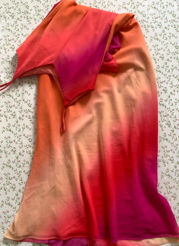 Vintage A Line Spaghetti Strap Orange-red Ombre Chiffon Prom Dress Party Dress SH7413