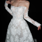 Beautiful A Line Long Sleeve Sequin Lace Long Train Wedding Dress SH6615