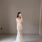 Beautiful Mermaid Long Sleeve Corset White Lace Long Wedding Dress SH7708