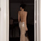 Champagne Sheath Spaghetti Strap Exquisite Sequin Backless Prom Dress Evening Dress SH8776