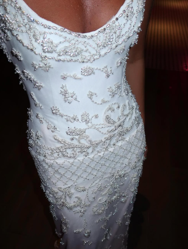 Exquisite A Line Spaghetti Strap Pearl Beaded White Tulle Prom Dress Wedding Guest Dress SH4721