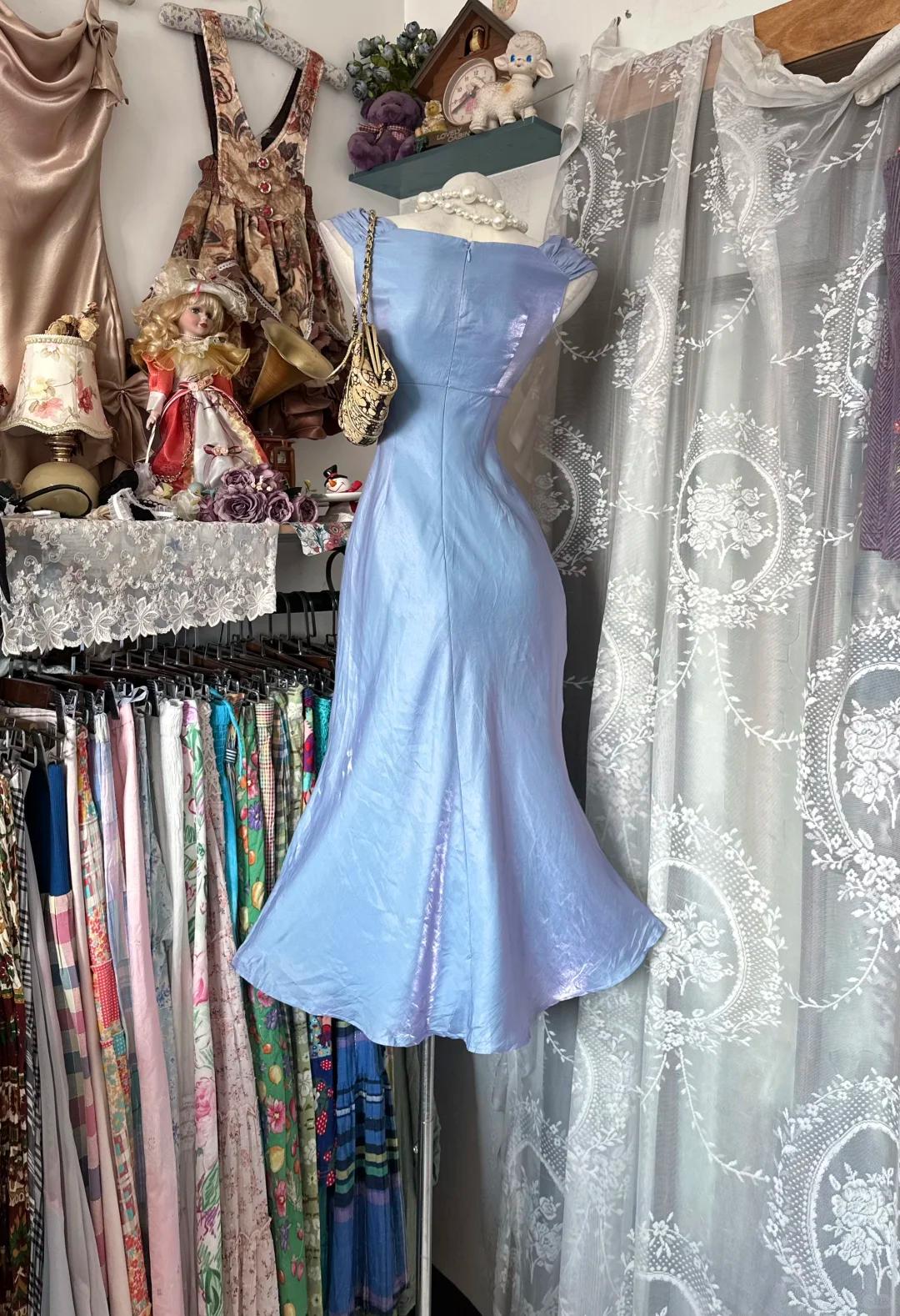 Vintage Purple Mermaid Straps Satin Short Prom Dress Homecoming Dress SH5248