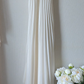 Simple A Line Spaghetti Straps Pleated White Satin Chiffon Prom Dress Evening Dress SH4243