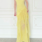 Stunning Yellow Sheath Spaghetti Strap Lace Chiffon Prom Dress Evening Dress SH6760