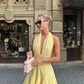 Yellow A Line V Neck Lace Chiffon Short Prom Dress Homecoming Dress SH7172
