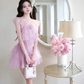Romantic Purple A Line V Neck Layered Tulle Short Homecoming Dress Cocktail Dress SH3300