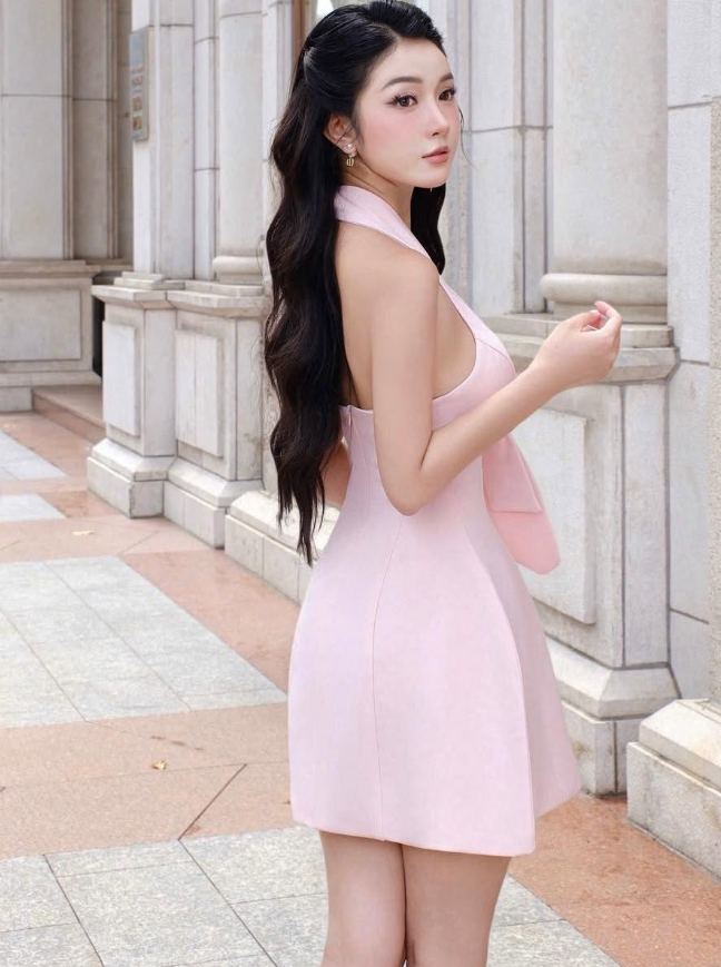 Cute A Line V Neck Pink Satin Open Back Short Homecoming Dress Outfits SH4678