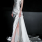 Classy White A Line Straps Satin Simple Pleated Long Wedding Dress SH4713