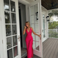 Sexy V Neck Party Dress Hot Pink Slit Prom Dress SH1178