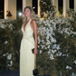 Light Yellow Tassel Exquisite Beaded A Line V Neck Backless Long Prom Dress SH5357