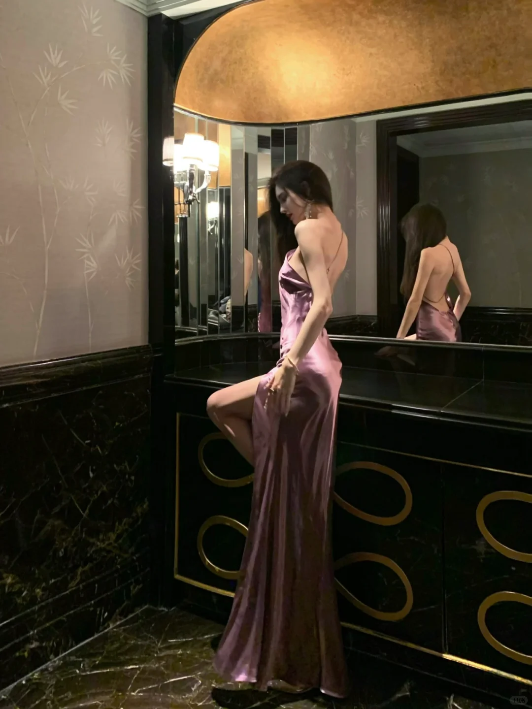 Sexy Purple A Line One Shoulder Satin Open Back Prom Dress Evening Dress Date Dress with Slit SH4905