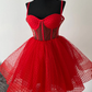 Black Dots Tulle Straps Homecoming Dress SH575
