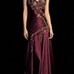 Chic Burgundy A Line Exquisite Embroidery Beaded Satin Prom Dress Evening Gown SH5423