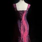 Retro Burgundy Mermaid Straps Appliques Satin Prom Dress Evening Dress SH3330
