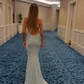 Light Baby Blue Mermaid Exquisite Beaded  V Neck Tulle Backless Long Prom Dress SH5358