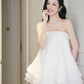 Cute Ivory A Line Strapless Layered Organza Cocktail Dress Homecoming Dress SH6163