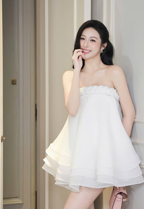 Cute Ivory A Line Strapless Layered Organza Cocktail Dress Homecoming Dress SH6163
