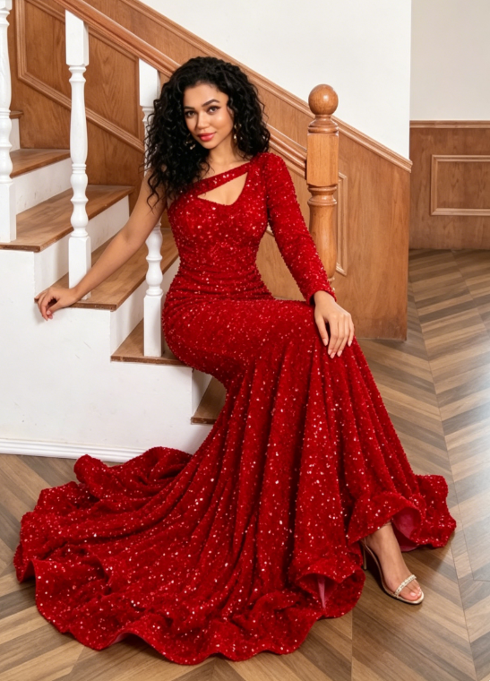 affordable prom dress stores near me Black Girl Prom Dresses One Shoulder Mermaid Red Prom Dresses