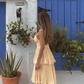 Flowy A Line Spaghetti Strap Layered Chiffon Open Back Prom Dress Evening Dress SH3951