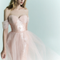 Shiny Pink Mermaid Off the Shoulder Tulle Sequin Party Dress Prom Dress Formal Gown SH4308