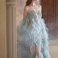 Dreamy Blue Mermaid Sweetheart Neck Feather Tulle Prom Dress Party Dress SH4079