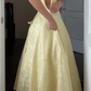 Deep V Neck Yellow Halter A Line Prom Dress SH1551