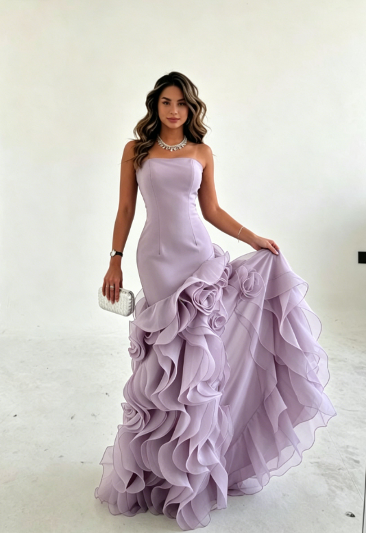 Amazing Dusty Blue Sleeveless Strapless Long Prom Dress with Ruffles SH5461