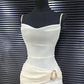 Elegant Sheath Spaghetti Strap Ruffle Ivory Chiffon Prom Dress Evening Dress SH2344