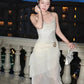 Elegant Sheath Spaghetti Strap Ruffle Ivory Chiffon Prom Dress Evening Dress SH2344