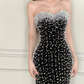 Unique Pearl Mermaid Sweetheart Neck Black Satin Long Date Dress Evening Dress Prom Dress SH3445