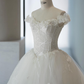 Elegant A Line Off the Shoulder Appliques Tulle Ball Gown Wedding Dress SH2027