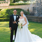 Simple Ball Gown Strapless White Lace Satin Long Wedding Dress SH2044
