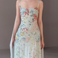 Ethereal Baby Blue A Line Spaghetti Strap Beaded Chiffon Long Prom Dress Evening Dress SH7707