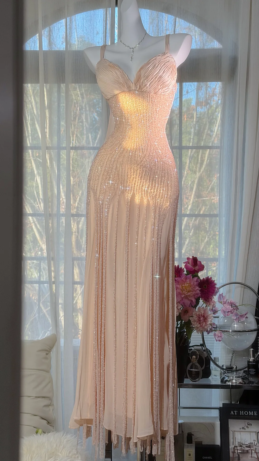 Fairy Elegant A Line Beaded Chiffon Long Graduation Prom Dress SH5344