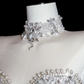 Exquisite Dreamy Mermaid Beaded Pearl Sequin White Tulle Prom Dress Party Dress with Slit SH3492
