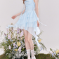 Flowy A Line Halter Layered Yellow Chiffon Open Back Short Homecoming Dress Cocktail Dress SH3174