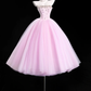 Gentle A Line Strapless Rhinestone Purple Tulle Party Dress Evening Dress SH3216